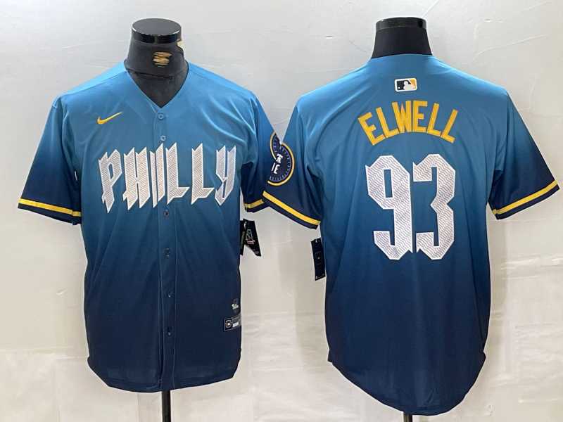 Men%27s Philadelphia Phillies #93 Jason Elwell Blue 2024 City Connect Limited Stitched Jersey